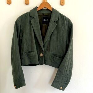 Madewell Drop-Shoulder Crop Blazer | Color: Foraged Green | Size: Small